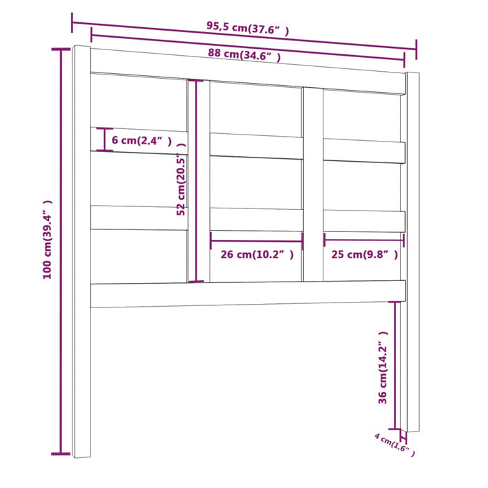 Testiera per Letto 95,5x4x100 cm in Legno Massello di Pino cod mxl 50126