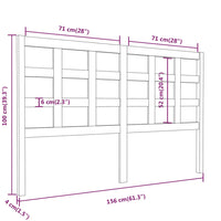 Testiera Letto Grigia 156x4x100 cm in Legno Massello di Pino cod 9784