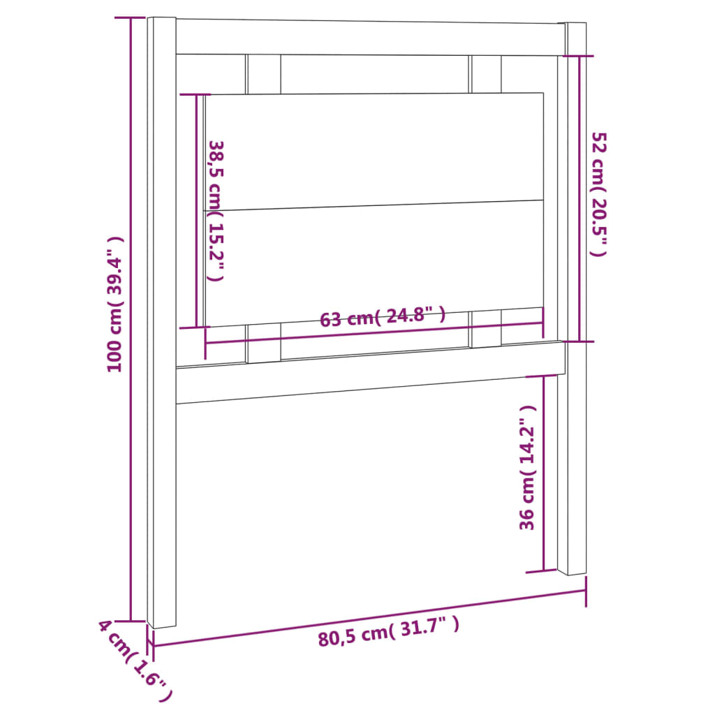 Testiera per Letto Bianca 80,5x4x100 cm Legno Massello di Pino cod mxl 50778