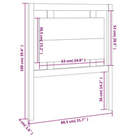 Testiera per Letto Grigia 80,5x4x100 cm Legno Massello di Pino cod mxl 49687