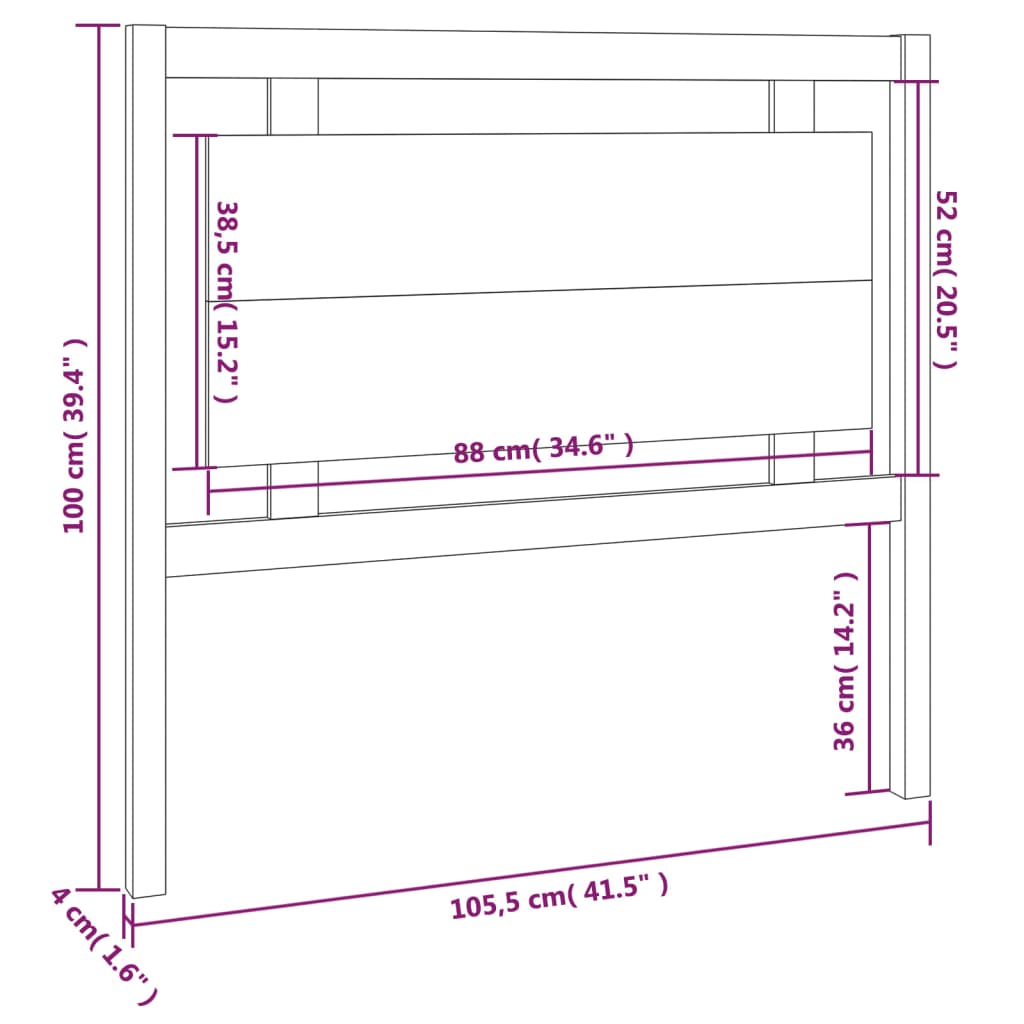 Testiera Letto Grigia 105,5x4x100 cm in Legno Massello di Pino cod mxl 46332