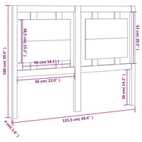 Testiera Letto 125,5x4x100 cm in Legno Massello di Pino