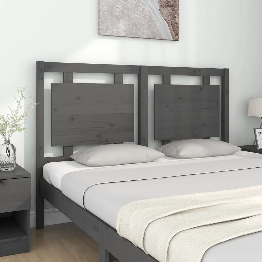 Testiera per Letto Grigia 145,5x4x100 cm Legno Massello di Pino cod mxl 50370