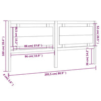 Testiera per Letto Bianca 205,5x4x100 cm Legno Massello di Pino 817961