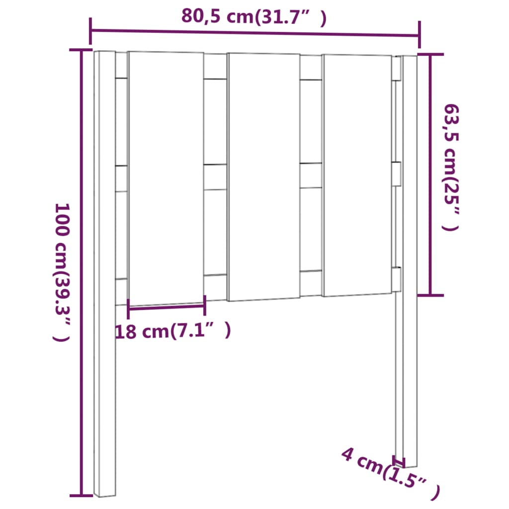 Testiera per Letto 80,5x4x100 cm in Legno Massello di Pino cod mxl 46387