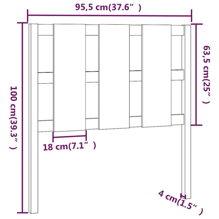 Testiera per Letto 95,5x4x100 cm in Legno Massello di Pino cod mxl 46345