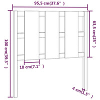 Testiera per Letto Grigia 95,5x4x100 cm Legno Massello di Pino cod 9907