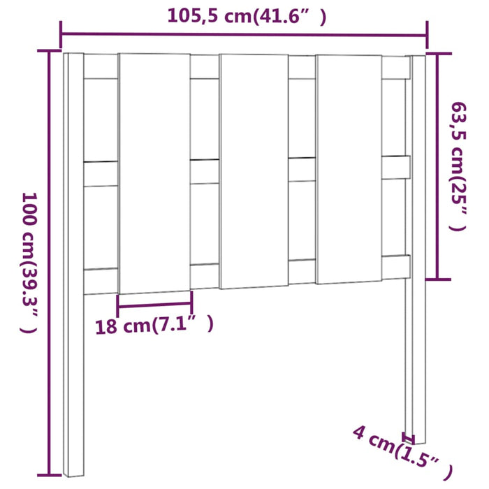 Testiera per Letto Miele 105,5x4x100 cm in Legno Massello Pino cod 11018