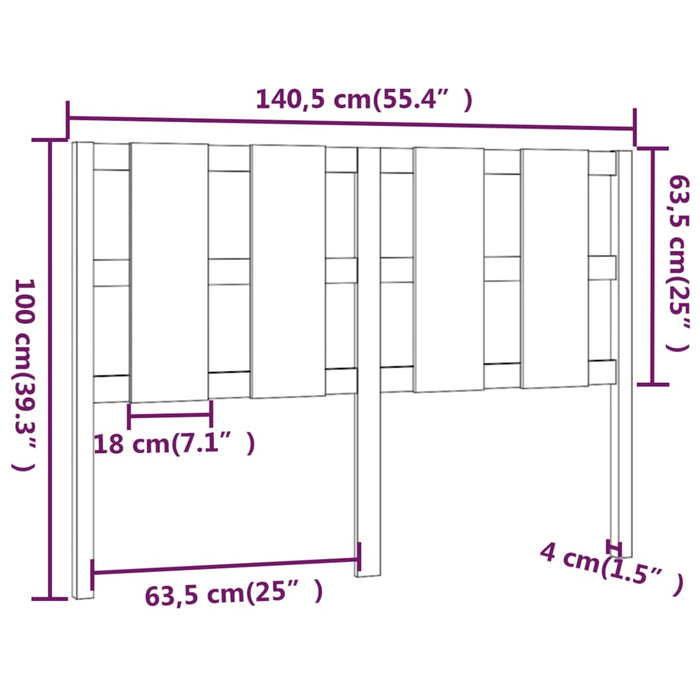 Testiera per Letto 140,5x4x100 cm in Legno Massello di Pino 817985