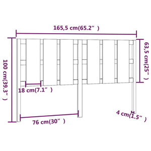 Testiera per Letto 165,5x4x100 cm Legno Massello di Pino 818000