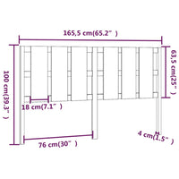 Testiera per Letto Bianca 165,5x4x100 cm Legno Massello di Pino cod mxl 47786