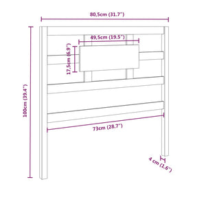 Testiera per Letto Nera 80,5x4x100 cm in Legno Massello di Pino 818019