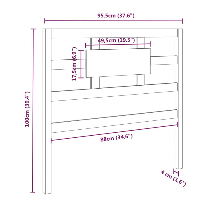 Testiera per Letto Bianca 95,5x4x100 cm Legno Massello di Pino