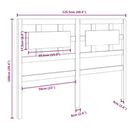 Testiera per Letto Grigia 125,5x4x100 cm Legno Massello di Pino cod mxl 31771