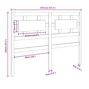 Testiera per Letto Bianca 145,5x4x100 cm Legno Massello di Pino cod mxl 51878