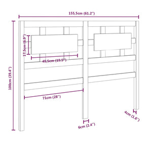 Testiera per Letto 155,5x4x100 cm in Legno Massello di Pino