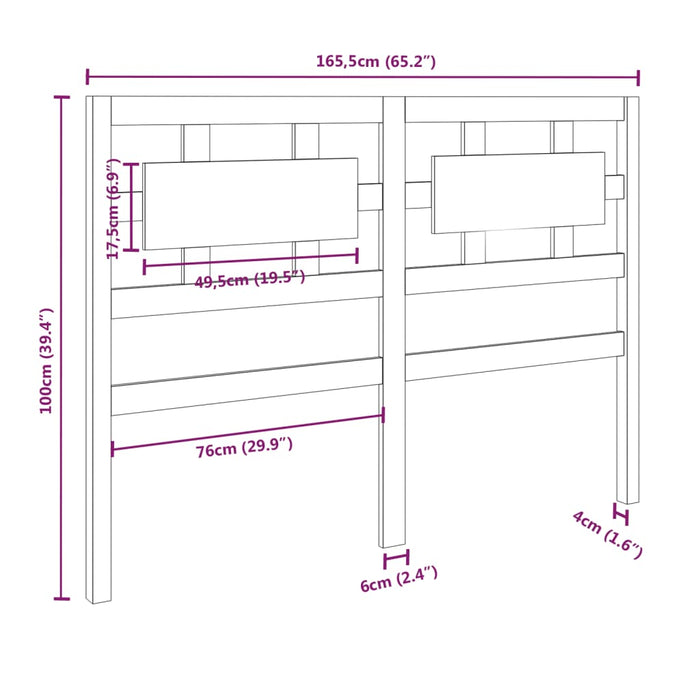 Testiera per Letto Grigia 165,5x4x100 cm Legno Massello di Pino cod mxl 51567