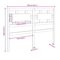 Testiera per Letto Grigia 165,5x4x100 cm Legno Massello di Pino 818052