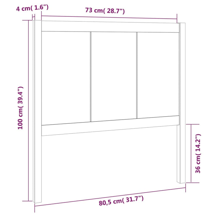 Testiera per Letto Grigia 80,5x4x100 cm Legno Massello di Pino 818067