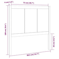 Testiera per Letto Grigia 80,5x4x100 cm Legno Massello di Pino 818067