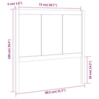 Testiera per Letto Nera 80,5x4x100 cm in Legno Massello di Pino 818069