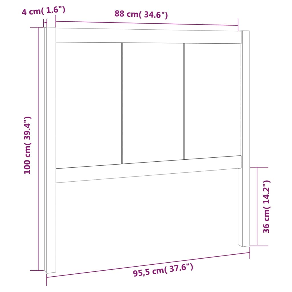 Testiera per Letto 95,5x4x100 cm in Legno Massello di Pino cod mxl 50331