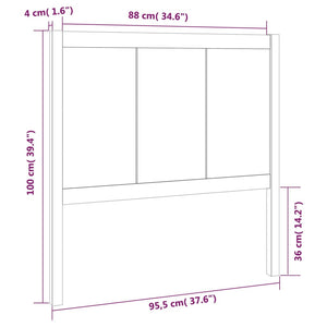 Testiera per Letto Grigia 95,5x4x100 cm Legno Massello di Pino 818072