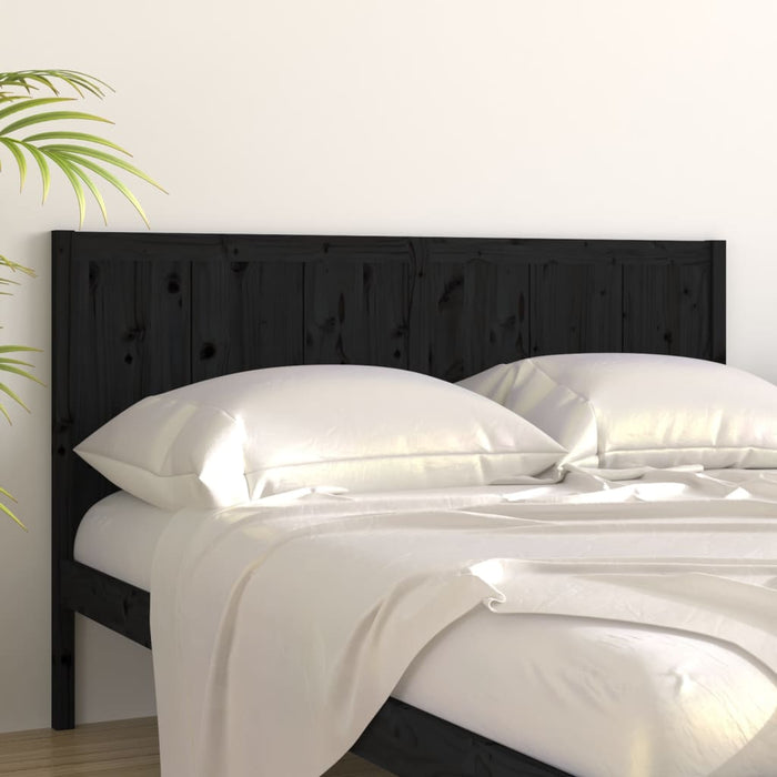 Testiera per Letto Nera 125,5x4x100cm in Legno Massello di Pino