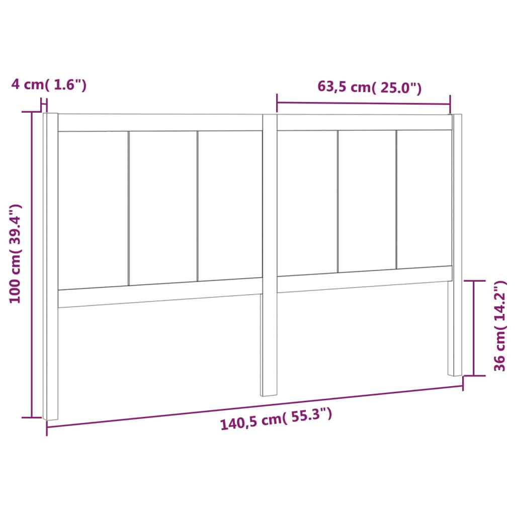 Testiera per Letto Miele 140,5x4x100 cm Legno Massello di Pino