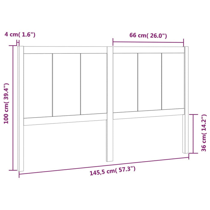 Testiera per Letto Bianca 145,5x4x100 cm Legno Massello di Pino cod mxl 52910