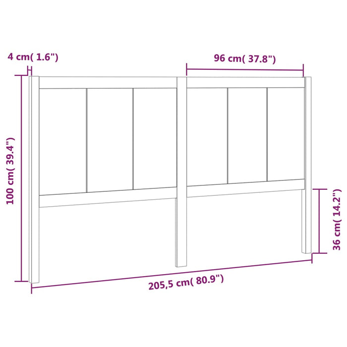 Testiera per Letto Miele 205,5x4x100 cm Legno Massello di Pino