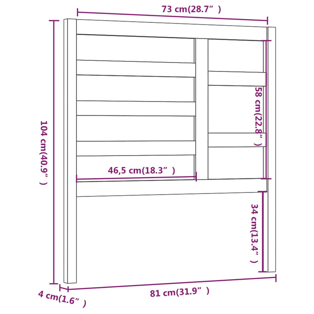 Testiera per Letto Bianca 81x4x104 cm in Legno Massello di Pino cod mxl 53163