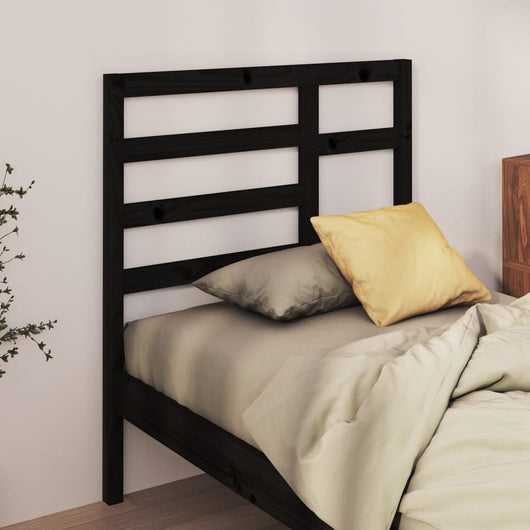 Testiera per Letto Nera 106x4x104 cm in Legno Massello di Pino