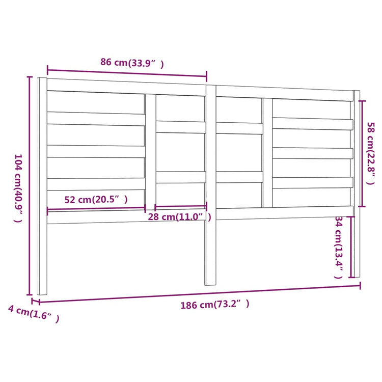 Testiera per Letto 186x4x104 cm in Legno Massello di Pino cod mxl 46985