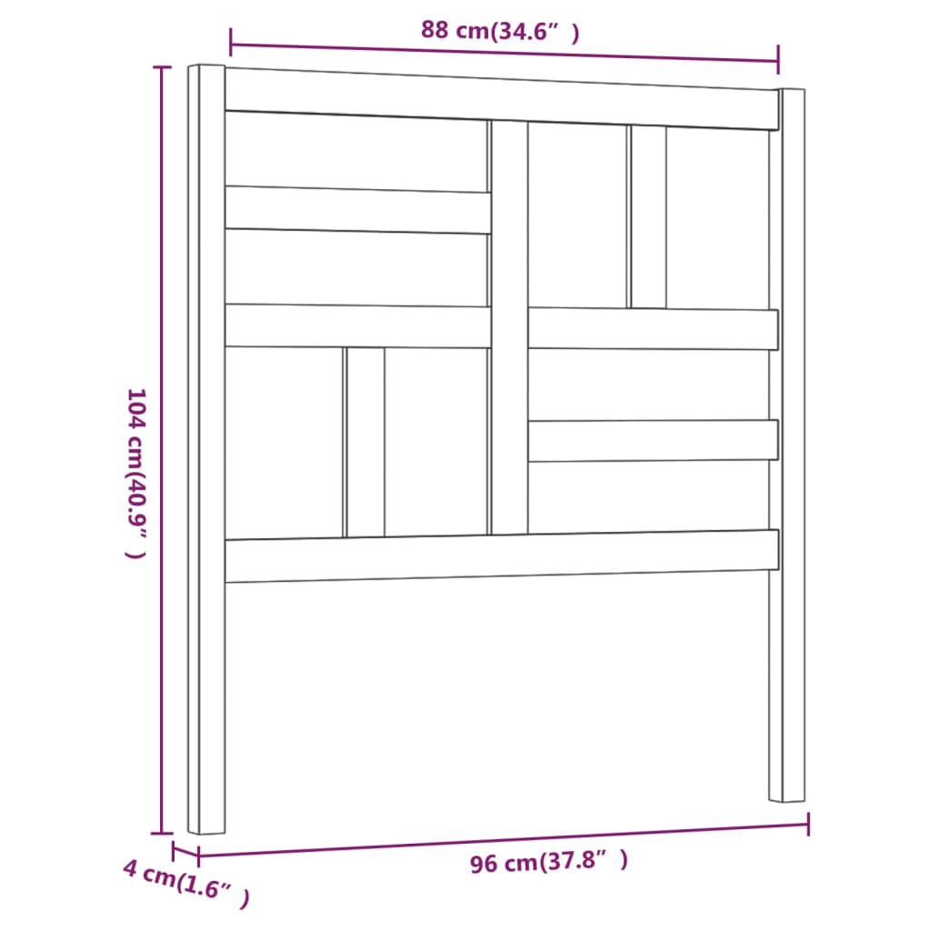 Testiera per Letto Miele 96x4x104 cm in Legno Massello di Pino cod mxl 51785