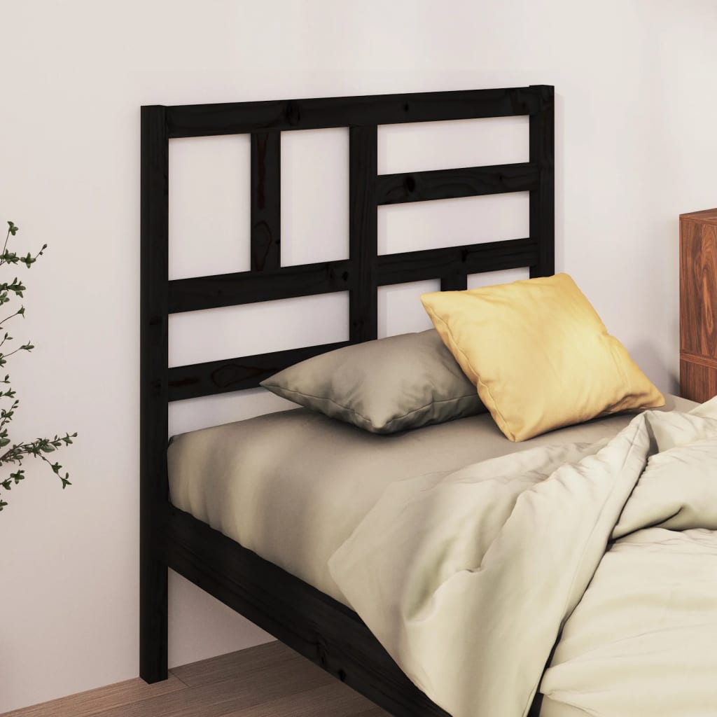 Testiera per Letto Nera 96x4x104 cm in Legno Massello di Pino