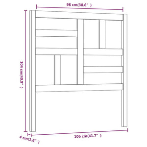 Testiera per Letto Nera 106x4x104 cm in Legno Massello di Pino cod mxl 32015