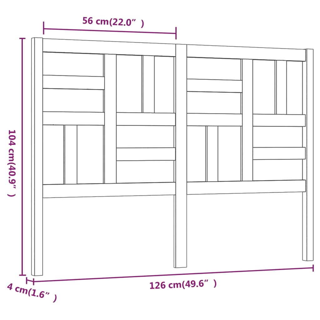 Testiera per Letto Bianca 126x4x104cm in Legno Massello di Pino