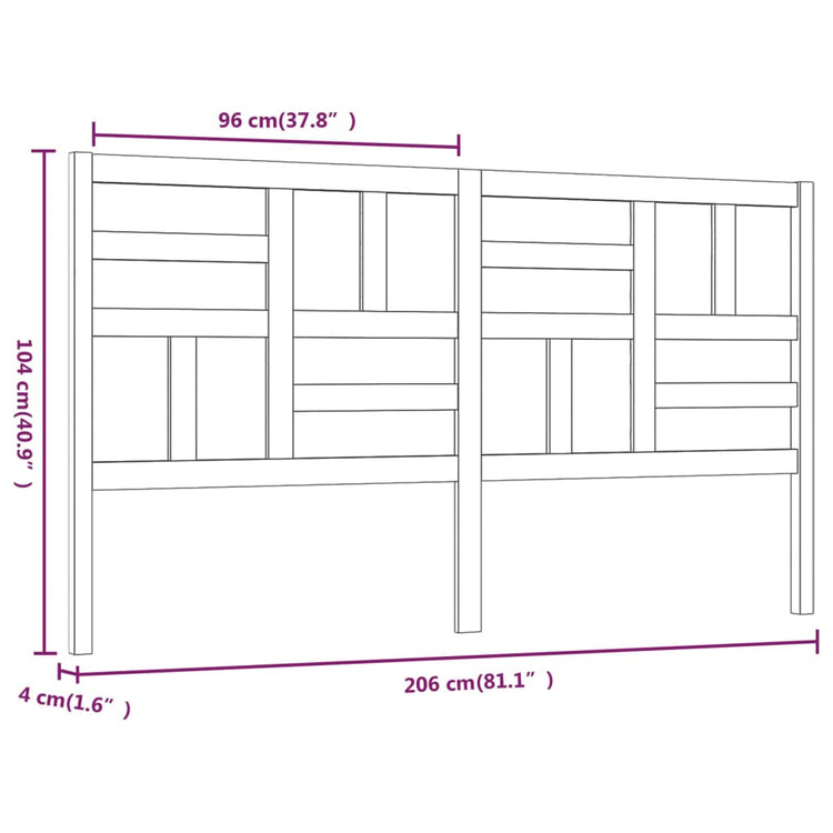 Testiera per Letto Bianca 206x4x104 cm Legno Massello di Pino cod mxl 46938