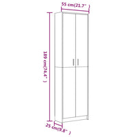 Armadio da Corridoio Rovere Fumo 55x25x189 cm Legno Multistrato cod mxl 71268