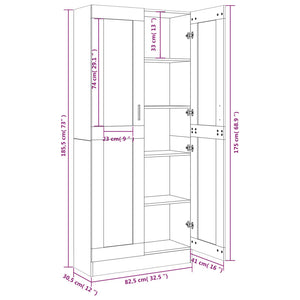 Mobile Vetrina Rovere Fumo 82,5x30,5x185,5 cm Legno Multistrato cod mxl 8939