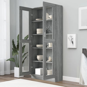 Mobile Vetrina Grigio Sonoma 82,5x30,5x185,5 Legno Multistrato cod mxl 14885