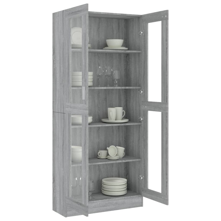 Mobile Vetrina Grigio Sonoma 82,5x30,5x185,5 Legno Multistrato cod mxl 14885