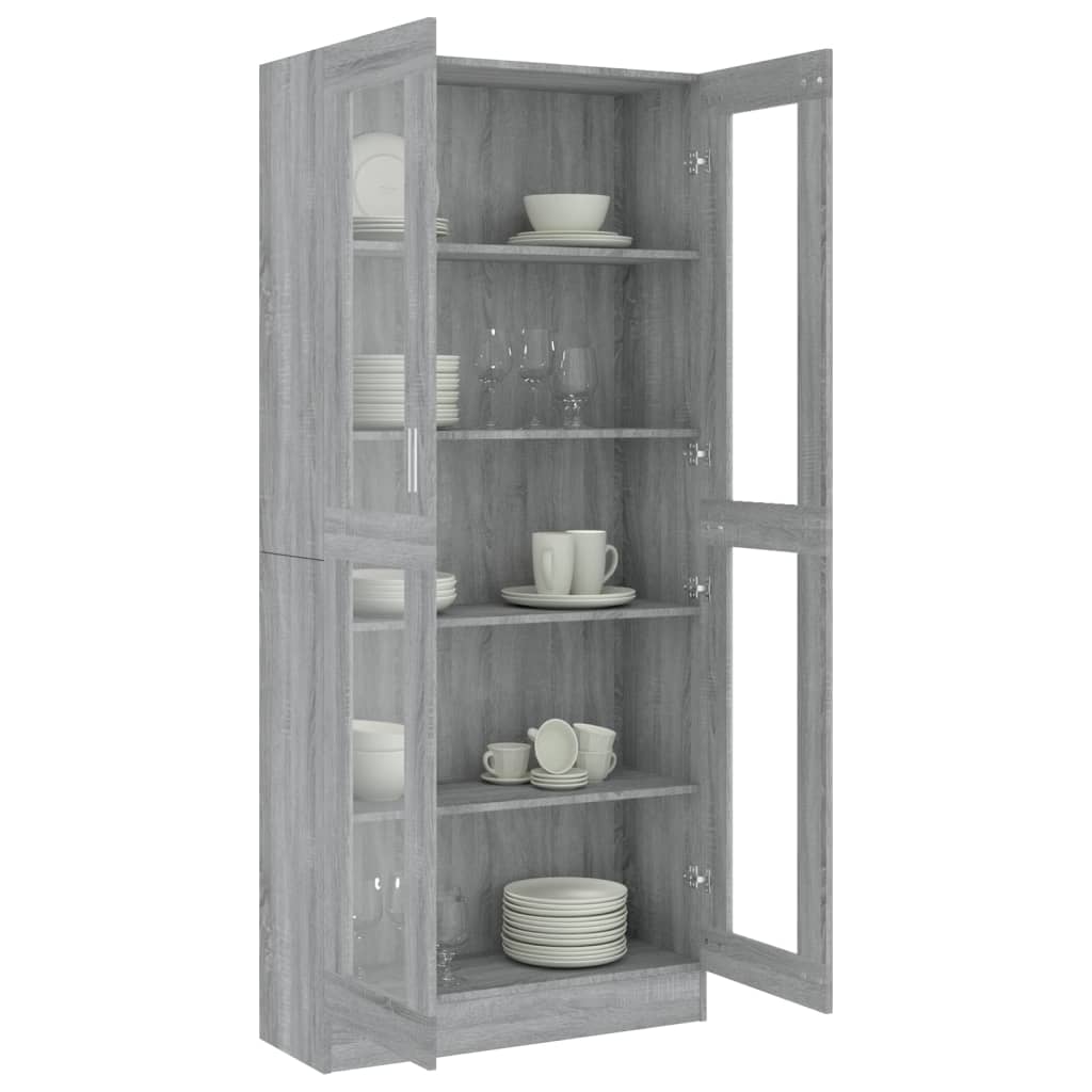 Mobile Vetrina Grigio Sonoma 82,5x30,5x185,5 Legno Multistrato 815622