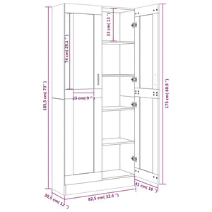 Mobile Vetrina Grigio Sonoma 82,5x30,5x185,5 Legno Multistrato cod mxl 14885