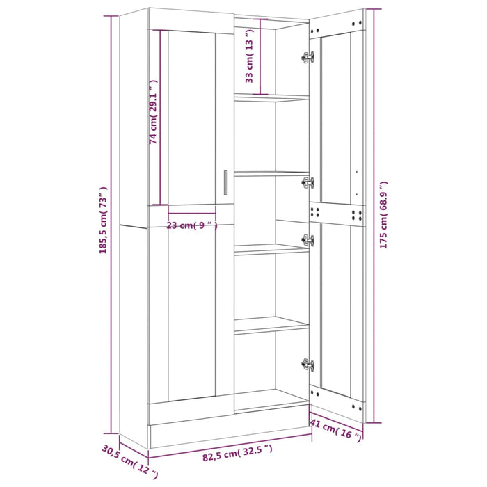 Mobile Vetrina Grigio Sonoma 82,5x30,5x185,5 Legno Multistrato 815622