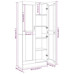 Mobile Vetrina Rovere Marrone 82,5x30,5x185,5 Legno Multistrato cod mxl 40301