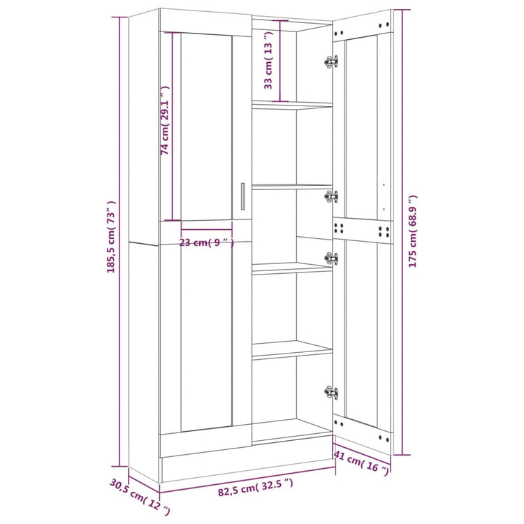 Mobile Vetrina Rovere Marrone 82,5x30,5x185,5 Legno Multistrato cod mxl 40301