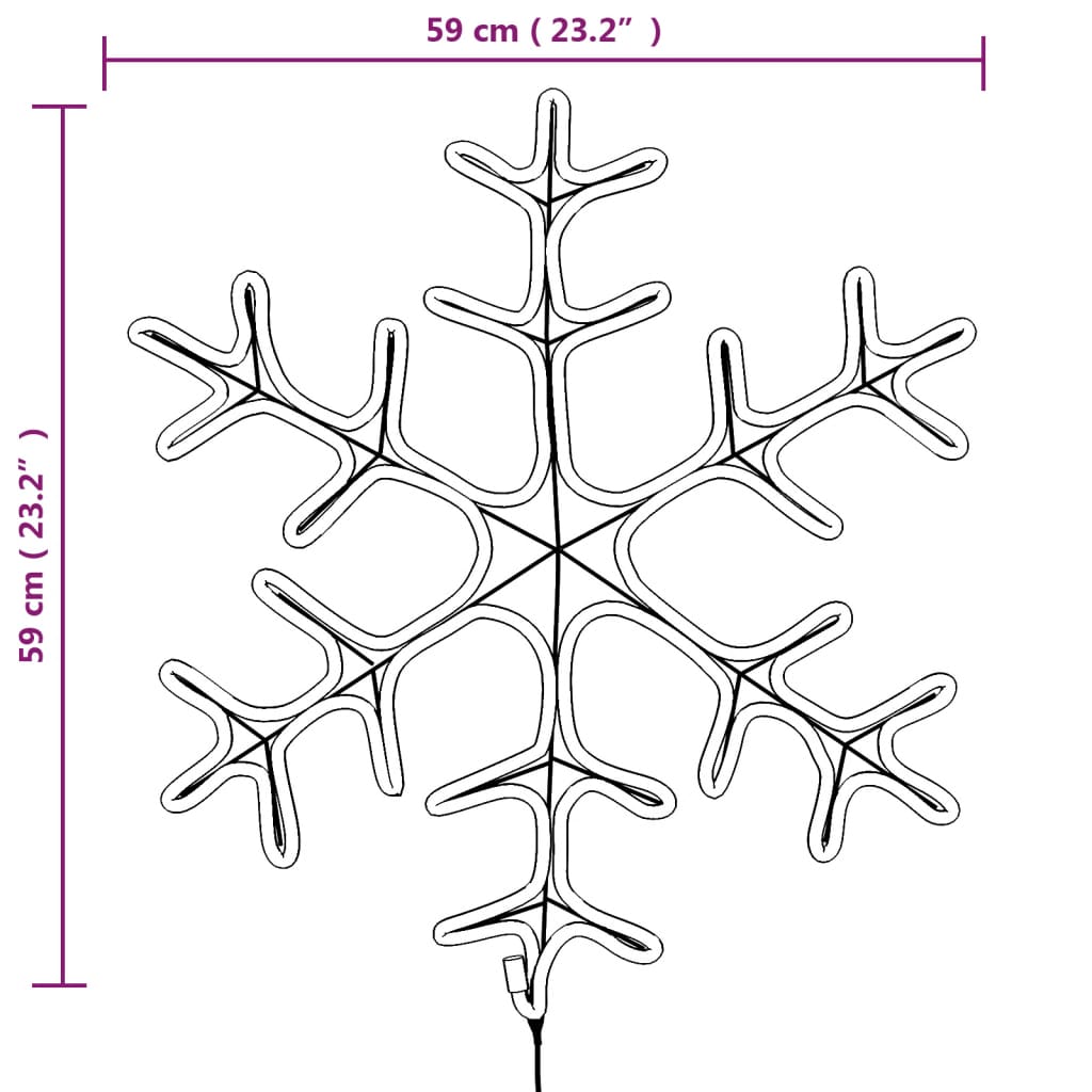 Figura Natalizia Fiocco di Neve 144 LED Bianco Caldo 59x59 cm 343295