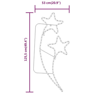 Stringhe Luci a Forma di Stella 2pz Bianco Caldo 125,5x53x4,5cm 343318